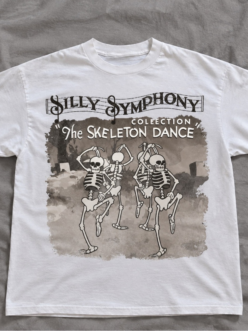 'Silly Symphony - The Skeleton Dance' Gildan White Graphic Tee